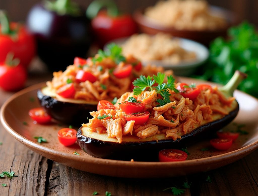 Berinjela Recheada com Frango Ad´oro