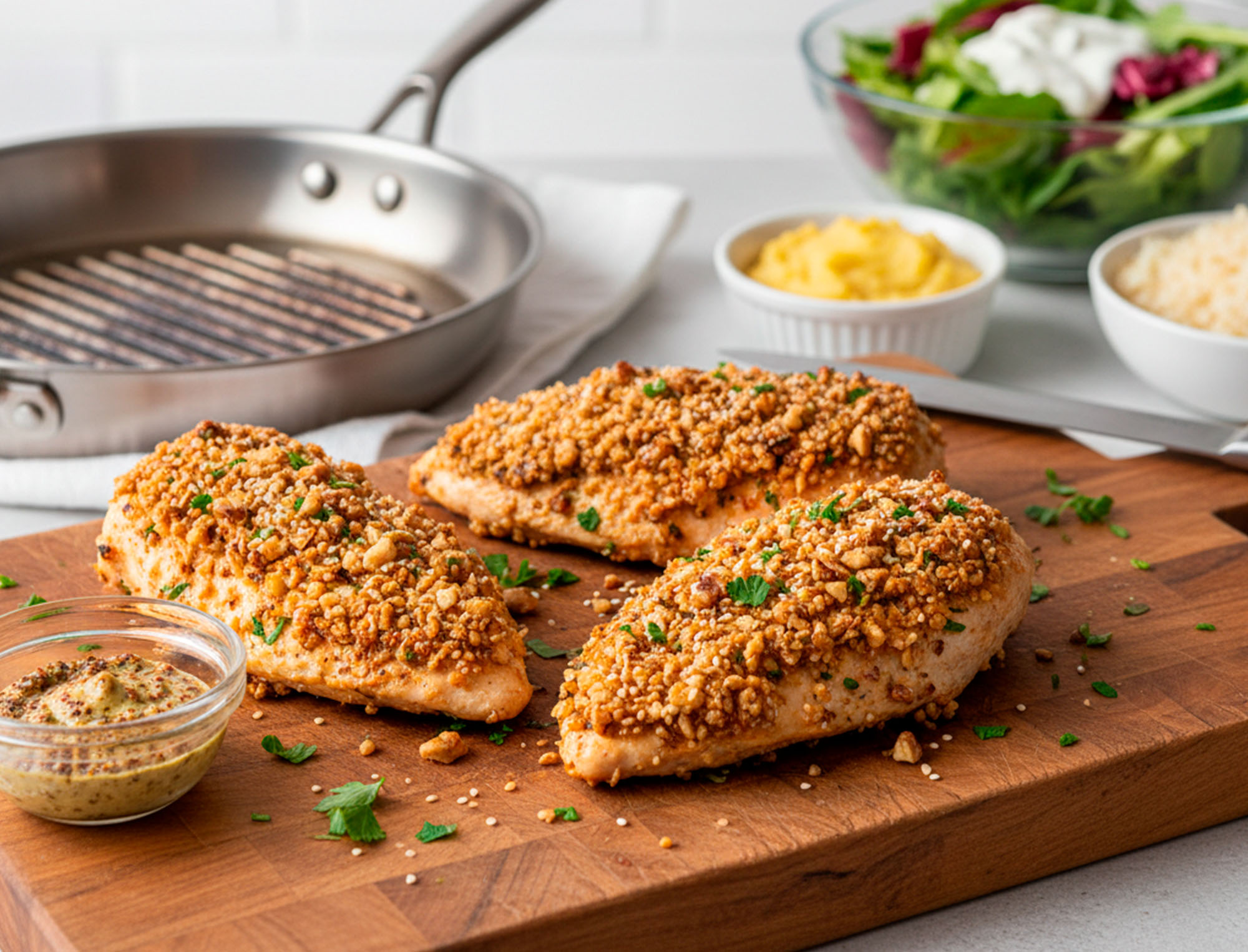 Meio Peito IQF Ad'oro Grelhado com Crosta de Castanhas – O Almoço Nutritivo e Crocante para Quem Não Tem Tempo a Perder!